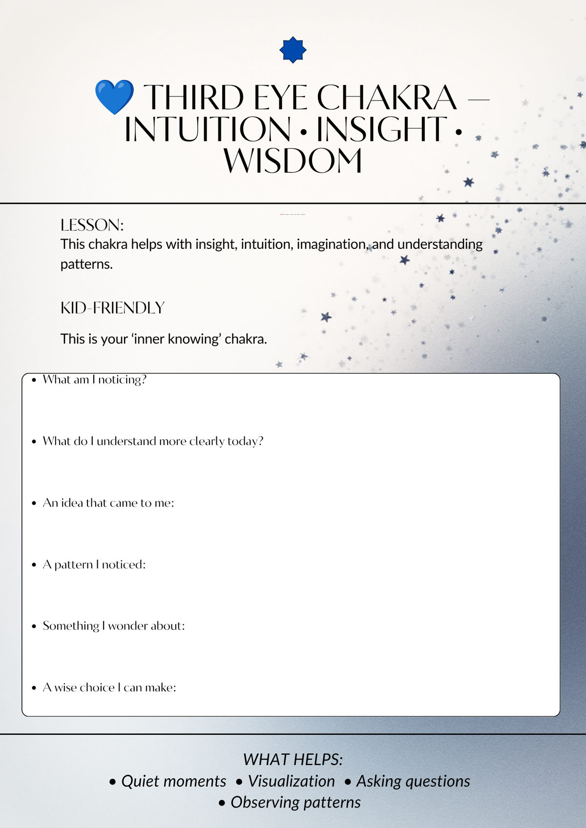 Family Moon & Chakra Emotional Wellness Worksheets
