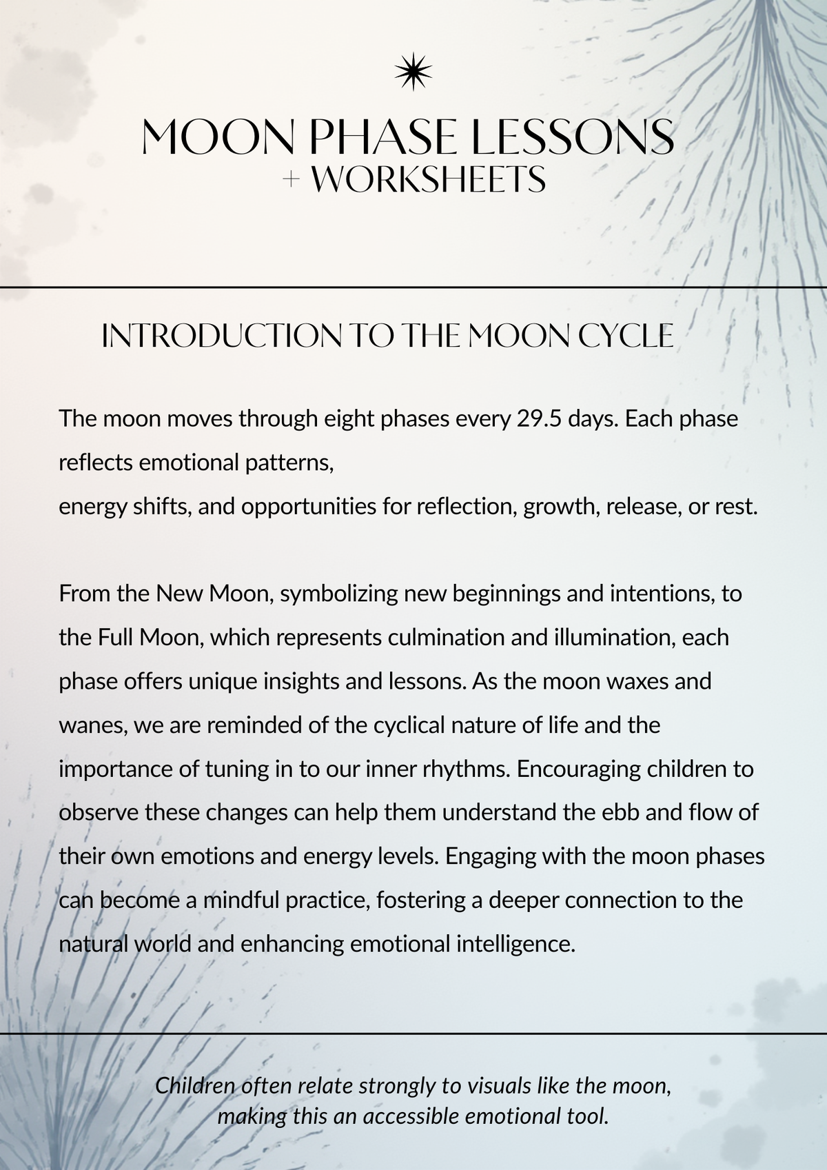 Family Moon & Chakra Emotional Wellness Worksheets